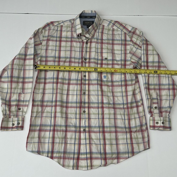 Wrangler 20X Plaid Long Sleeve Button Down Western Shirt Men's Medium White - Picture 6 of 12